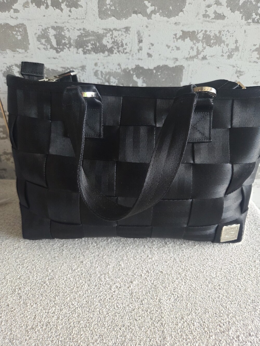 Harveys Original Seatbelt Bag Woven Medium Tote Black Handbag USA
